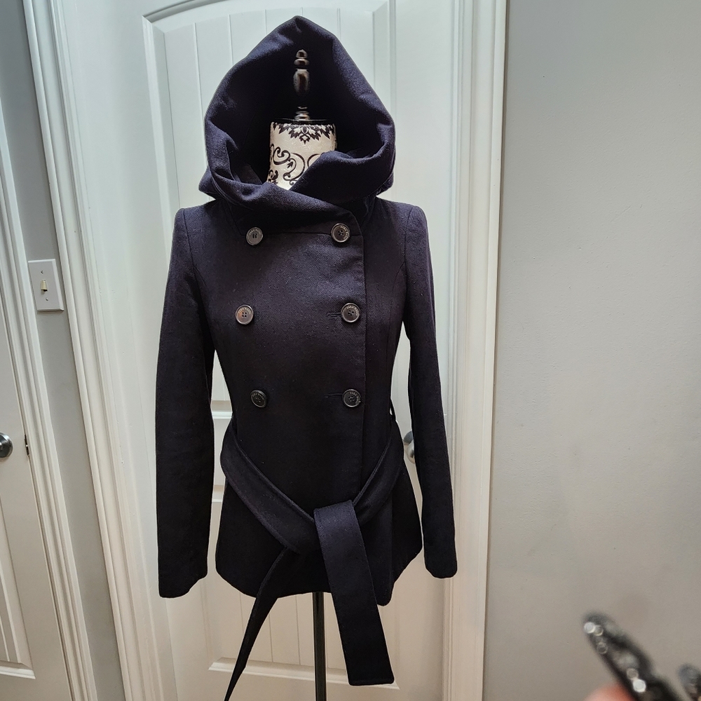 ZARA Belted Peacoat with Hood